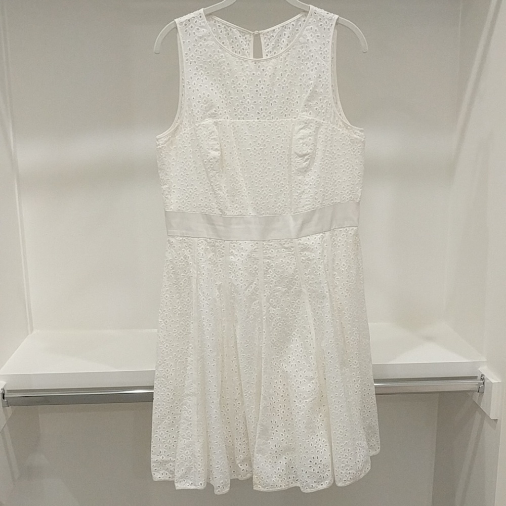 Eliza J Eyelet Fit & Flare Dress White